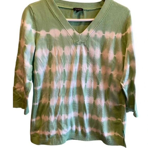 Talbots Tops - TALBOTS EUC WOMENS TOP SHIRT SWEATER TIE DYE GREEN TSHIRT WHITE SIZE M